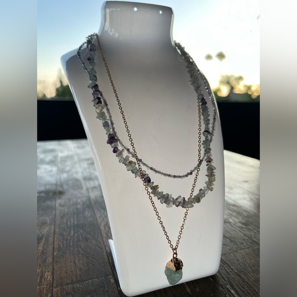 Fluorite Necklace with Matching Fluorite Crystal Jewelry Set - Picture 5 of 5